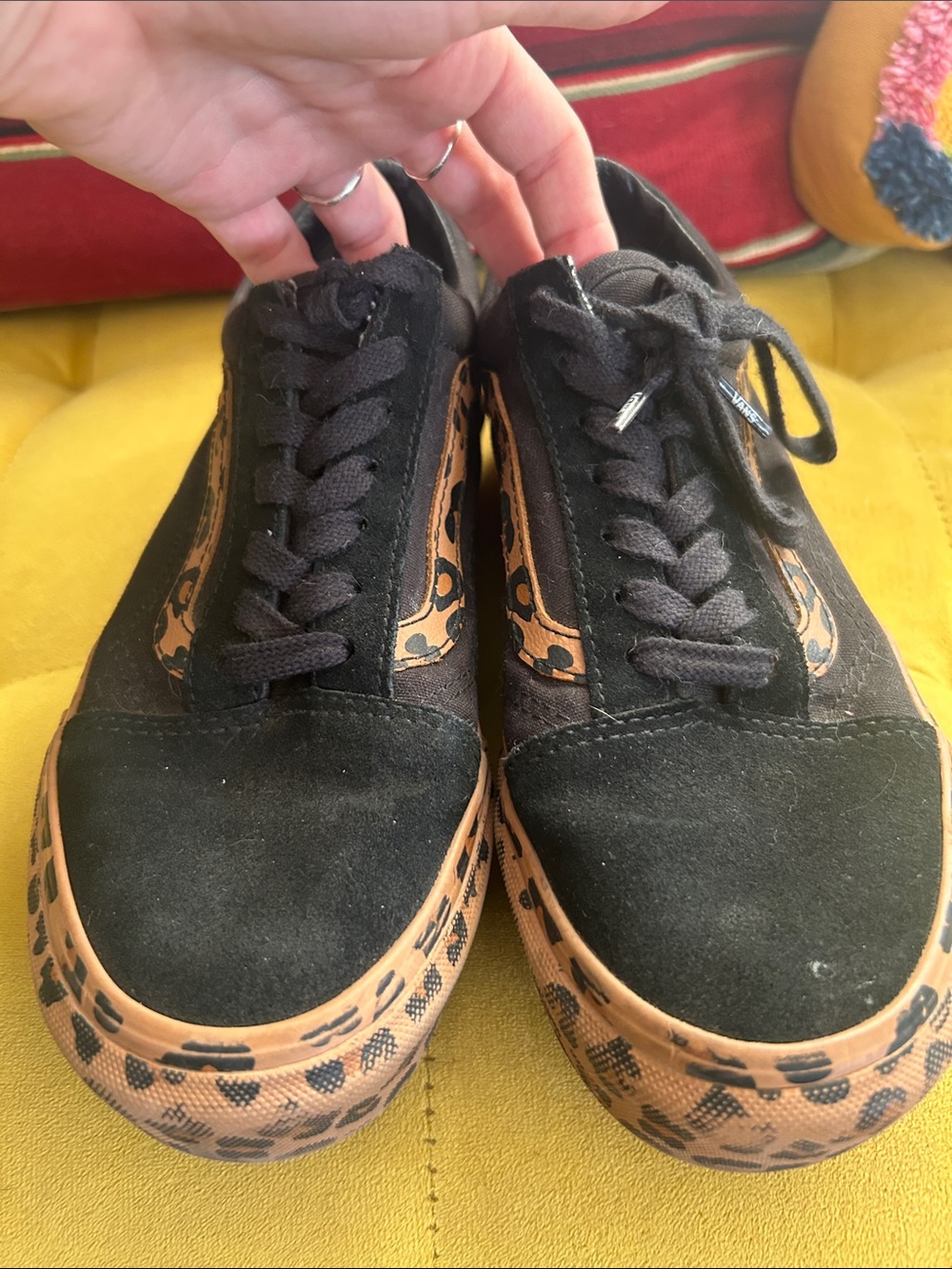 Vans Black Low-Top Sneakers with Leopard-Print Platform - Picture 4 of 6
